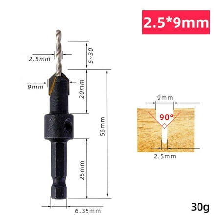 BUYISI 1pc Woodworking Hex Shank Countersink Drill Bit Salad Drill Step Drill Bit 2.5×9mm
BUYISI 1pc Woodworking Hex Shank Countersink Drill Bit Salad Drill Step Drill Bit 2.5×9mm