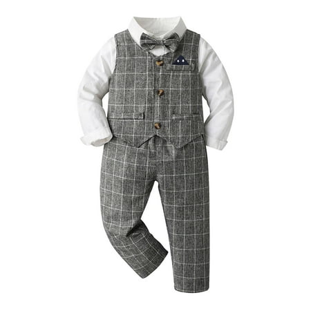 Toddler Outfits For Girls Toddler Boys Long Sleeve Shirt Plaid Shirt Tops Pants Coat With Tie 4Pcs Kids Gentleman Outfits
Toddler Outfits For Girls Toddler Boys Long Sleeve Shirt Plaid Shirt Tops Pants Coat With Tie 4Pcs Kids Gentleman Outfits