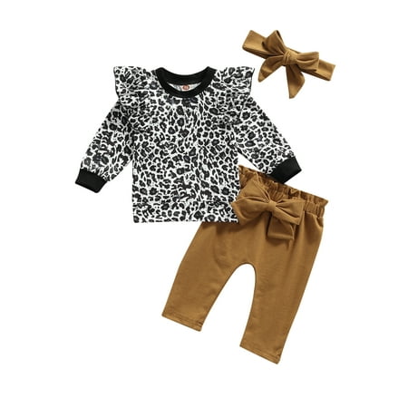 Sunisery Infant Baby Girls 3PCS Fall Clothes Outfits Leopard Tops Bowknot Pants Headband Brown Black 12-18 Months
Sunisery Infant Baby Girls 3PCS Fall Clothes Outfits Leopard Tops Bowknot Pants Headband Brown Black 12-18 Months