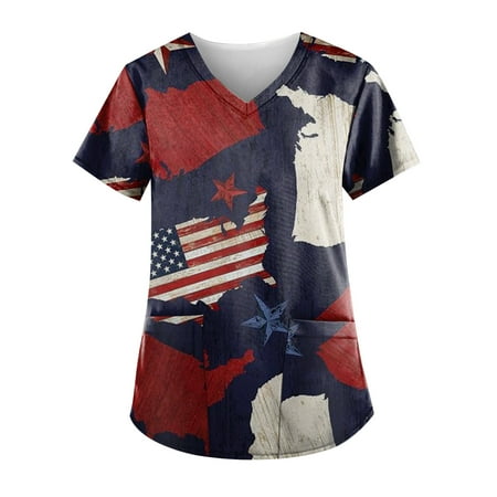 4th Of July American Flag Tops Scrubs For Women Tops Printed 2023 Holiday Digital Print V Neck 3D Print Plus Size Casual Shirts With Pocket Nursing Uniforms For Women
4th Of July American Flag Tops Scrubs For Women Tops Printed 2023 Holiday Digital Print V Neck 3D Print Plus Size Casual Shirts With Pocket Nursing Uniforms For Women