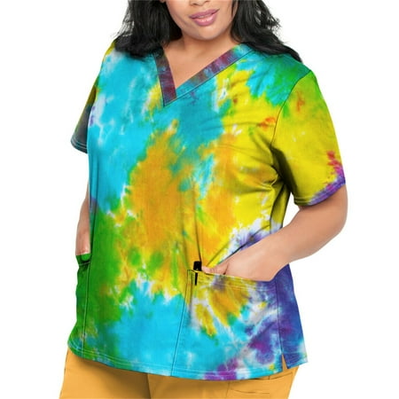 Sksloeg Scrubs Tops Women Plus Size Tie-dye Printed T Shirts Short Sleeve V-Neck Workwear Nurse Uniform Tee with Pockets Gold XL
Sksloeg Scrubs Tops Women Plus Size Tie-dye Printed T Shirts Short Sleeve V-Neck Workwear Nurse Uniform Tee with Pockets Gold XL