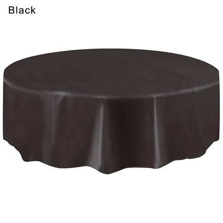 Ounabing Large Plastic Circular Table Cover Cloth Wipe Clean Party Tablecloth Covers BK