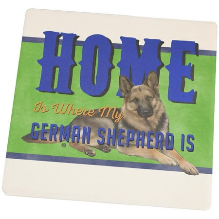 Home is Where My German Shepherd Is Square Sandstone Coaster