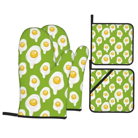 Oven Mitts and Pot Holders 4 Piece Cute Fried Egg Green High Heat Slip Resistant Oven Mitt and Trivets Set Kitchen Oven Glove Pot Holders for Cooking Baking Grilling 
Oven Mitts and Pot Holders 4 Piece Cute Fried Egg Green High Heat Slip Resistant Oven Mitt and Trivets Set Kitchen Oven Glove Pot Holders for Cooking Baking Grilling