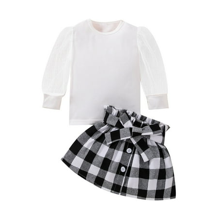 Baby Girls Tulle Bubble Sleeve Solid Tops Plaid Skirt 2PCS Outfits Set Big Sister Girls
Baby Girls Tulle Bubble Sleeve Solid Tops Plaid Skirt 2PCS Outfits Set Big Sister Girls
