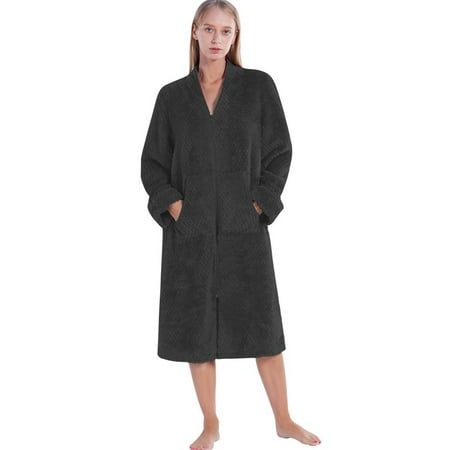 WBQ Womens Zipper Long Robes Soft Flannel Plush Housecoat Plus Size Warm Comfy Bathrobe Nightgown Sleepwear Pajamas
WBQ Womens Zipper Long Robes Soft Flannel Plush Housecoat Plus Size Warm Comfy Bathrobe Nightgown Sleepwear Pajamas