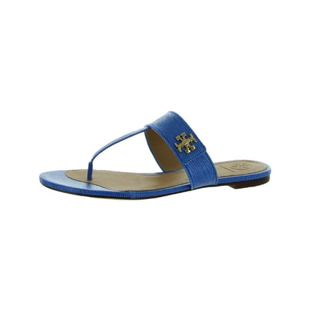 

Tory Burch Womens Kira Leather Thong Flat Sandals Blue 6 Medium (B M)