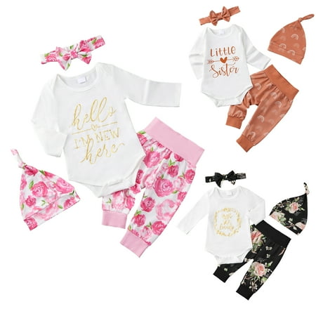 SYNPOS 0-12M 4PCS Infant Toddler Baby Girl Clothes Romper Bodysuit Floral Pants Hat Headband Outfits
SYNPOS 0-12M 4PCS Infant Toddler Baby Girl Clothes Romper Bodysuit Floral Pants Hat Headband Outfits