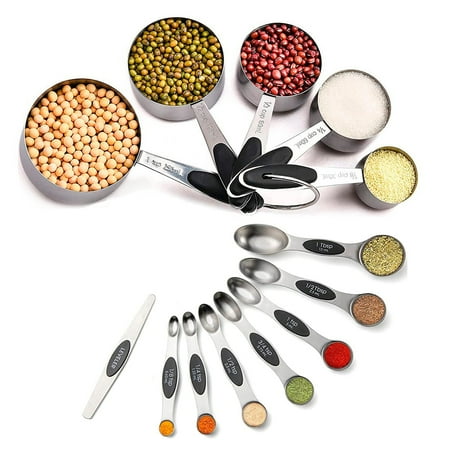 Measuring Cups and Spoons Set - Stainless Steel 5 Measure Cups 7 Double Sided Magnetic Measure Spoons and 1 Leveler Kitchen Gadgets for Cooking and Baking
Measuring Cups and Spoons Set - Stainless Steel 5 Measure Cups 7 Double Sided Magnetic Measure Spoons and 1 Leveler Kitchen Gadgets for Cooking and Baking