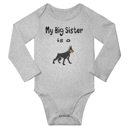 My Big Sister is a Doberman Dog Cute Baby Long Sleeve Bodysuits Newborn Gift Boy Girl (Gray 12-18M)
My Big Sister is a Doberman Dog Cute Baby Long Sleeve Bodysuits Newborn Gift Boy Girl (Gray 12-18M)