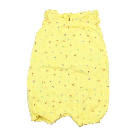 Pre-owned Gap Girls Yellow Floral Romper size: 3-6 Months