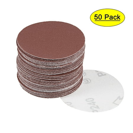 50Pcs 3 Inch Hook and Loop Sanding Disc 240 Grits Flocking Sandpaper Brown