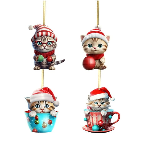 4pc Cute Christmas Style Cat Pendant Christmas Tree Good Luck for Hummingbird Stained Glass Panel Car Chandelier Decorations Garlands Decorations Christmas Door Pearl Beaded Garland
4pc Cute Christmas Style Cat Pendant Christmas Tree Good Luck for Hummingbird Stained Glass Panel Car Chandelier Decorations Garlands Decorations Christmas Door Pearl Beaded Garland