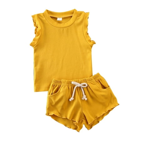 TAIAOJING Toddler Girl Clothes Summer Baby Wooden Ear Side Solid Color Sleeveless Top Tie Shorts Two Piece Sports Suit Outfit 0-6 Months
TAIAOJING Toddler Girl Clothes Summer Baby Wooden Ear Side Solid Color Sleeveless Top Tie Shorts Two Piece Sports Suit Outfit 0-6 Months