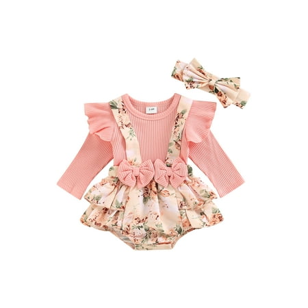Qiylii Baby Girls 2Pcs Fall Romper Long Sleeve Floral Fake-two Suspender Bodysuit Dress + Headband 0-18M
Qiylii Baby Girls 2Pcs Fall Romper Long Sleeve Floral Fake-two Suspender Bodysuit Dress + Headband 0-18M