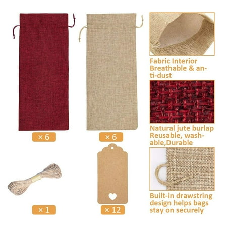 Wine Bottle Covers 12 Pcs Burlap Wine Bags Wine Gift Bags Wine Bottle Bags with Drawstrings Tags & Ropes Reusable Wine Bottle Covers
Wine Bottle Covers 12 Pcs Burlap Wine Bags Wine Gift Bags Wine Bottle Bags with Drawstrings Tags & Ropes Reusable Wine Bottle Covers