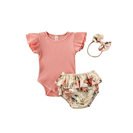 Canrulo Newborn Baby Girls Floral Outfits Ribbed Bodysuit Romper and Floral Ruffle Short with Headband Set Pink 0-3 Months
Canrulo Newborn Baby Girls Floral Outfits Ribbed Bodysuit Romper and Floral Ruffle Short with Headband Set Pink 0-3 Months