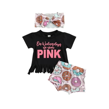 Canrulo 3PCS Newborn Infant Kids Baby Girls Letter Tops Donuts Shorts and Headband Summer Outfits Black Pink 12-18 Months
Canrulo 3PCS Newborn Infant Kids Baby Girls Letter Tops Donuts Shorts and Headband Summer Outfits Black Pink 12-18 Months