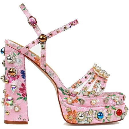 THESHY Womens Ankle Strap Heeled Sandals Rhinestones Diamonds Platform Chunky Block High Heels Buckle Up Fashion Dress Pumps for Women
THESHY Womens Ankle Strap Heeled Sandals Rhinestones Diamonds Platform Chunky Block High Heels Buckle Up Fashion Dress Pumps for Women