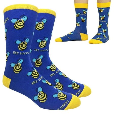 Bee Happy Novelty Socks Him Her Fun Silly Socks Funny Unisex Cotton Socks Gift