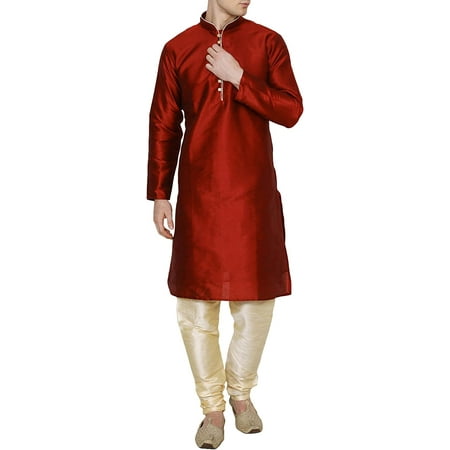 Royal Kurta Men s Silk Blend Loop Button Design Kurta (Only Kurta) (36 Maroon)