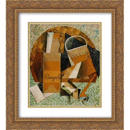 Juan Gris 2x Matted 20x24 Gold Ornate Framed Art Print 'The Bottle of Banyuls'