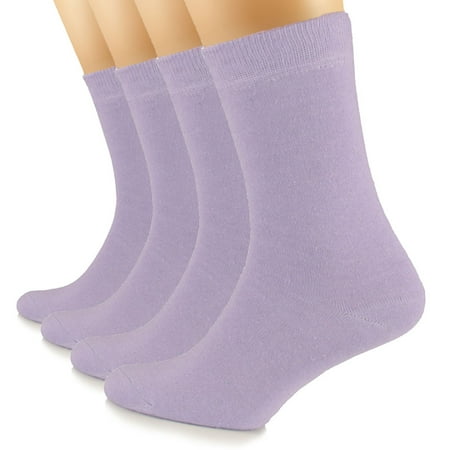 HUGH UGOLI Women s Cotton Crew Socks 4 Pairs Violet Shoe Size: 9-12