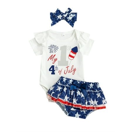 CenturyX independence Day Baby Girls Romper Outfit Short Sleeve Letter Printed Rompers + Ruffle Bowknot Shorts Headband 3pcs Blue B 6-9 Months
CenturyX independence Day Baby Girls Romper Outfit Short Sleeve Letter Printed Rompers + Ruffle Bowknot Shorts Headband 3pcs Blue B 6-9 Months