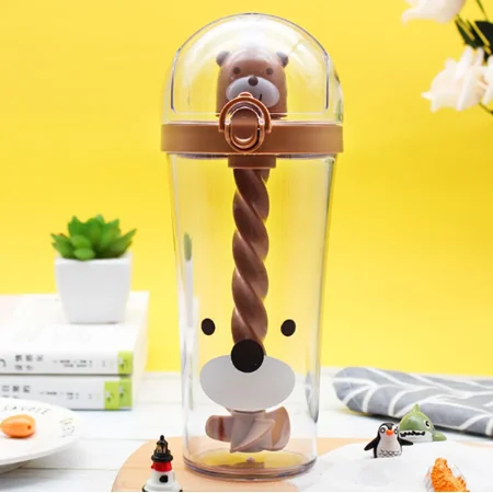 Creative Plastic Straw Water Bottle Cute Animal Drinking Cup Portable Large Capacity For Student Adult Children Mixing Cups Brown 500 ml
Creative Plastic Straw Water Bottle Cute Animal Drinking Cup Portable Large Capacity For Student Adult Children Mixing Cups Brown 500 ml