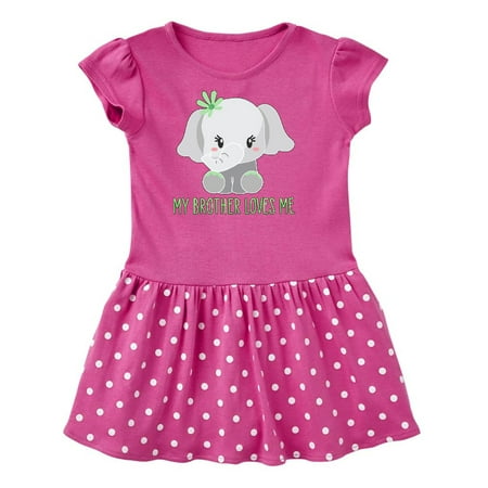 Inktastic My Brother Loves Me- cute elephant Gift Toddler Girl Dress