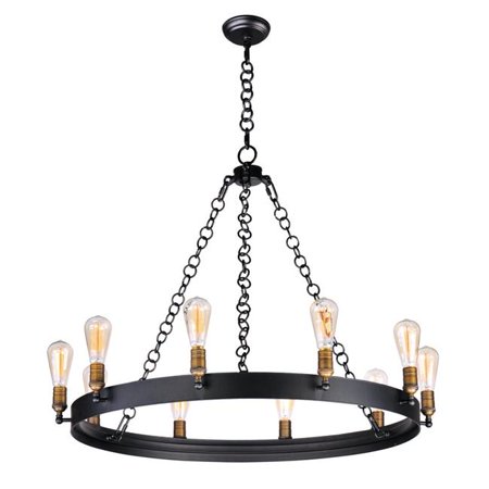 26275BKNAB-BUI Noble 10-Light Chandelier with Bulbs, Black & Natural Aged Brass