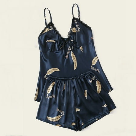 Qcmgmg 2 Pack Feather Nightgown Sleepwear V Neck Pajamas Set Sexy Silk Cami And Shorts Pjs for Women
Qcmgmg 2 Pack Feather Nightgown Sleepwear V Neck Pajamas Set Sexy Silk Cami And Shorts Pjs for Women