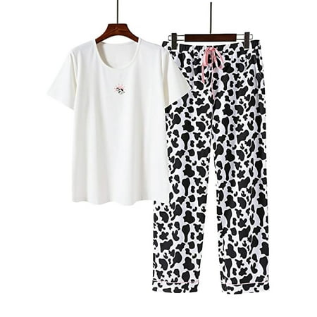 Egmy Women S Casual Short Sleeve Two Pieces Split Pajamas Home Suit