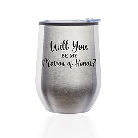 Stemless Wine Tumbler Coffee Travel Mug Glass with Lid Will You Be My Matron Of Honor Proposal (Silver)
Stemless Wine Tumbler Coffee Travel Mug Glass with Lid Will You Be My Matron Of Honor Proposal (Silver)