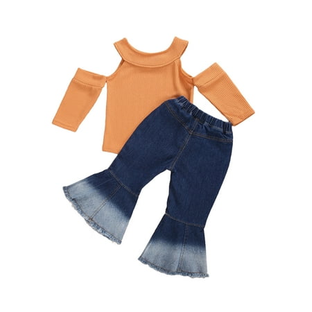 Puloru Baby girl off-shoulder knitted sweater long-sleeved jeans flared pants
Puloru Baby girl off-shoulder knitted sweater long-sleeved jeans flared pants