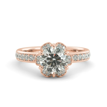 2.40 ct Round Charles Colvard Brilliant Moissanite & Diamond Engagement 18k Ring Gold