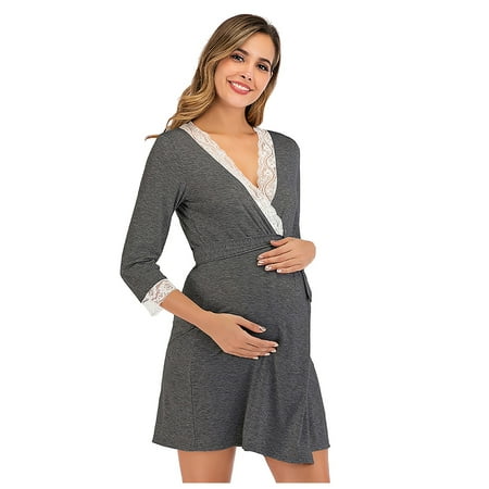 FENGXIAOMAO Short Sleeve V-Neck Dress Women V Neck Overlapping Dress Maternity Lace Solid Color Splicing Fashion Dark Gray S BO2746DR
FENGXIAOMAO Short Sleeve V-Neck Dress Women V Neck Overlapping Dress Maternity Lace Solid Color Splicing Fashion Dark Gray S BO2746DR