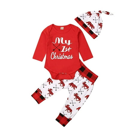 Binwwede 3PCS My 1st Christmas Baby Boy Girl Newborn Xmas Clothes Top Romper+Long Pants Outfit
Binwwede 3PCS My 1st Christmas Baby Boy Girl Newborn Xmas Clothes Top Romper+Long Pants Outfit
