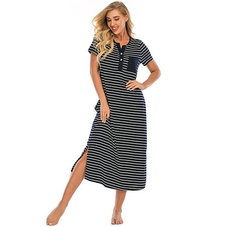 Women s Nightgown V-Neck Loungewear Long Sleeve Sleepwear Striped Nightgown Black M
Women s Nightgown V-Neck Loungewear Long Sleeve Sleepwear Striped Nightgown Black M