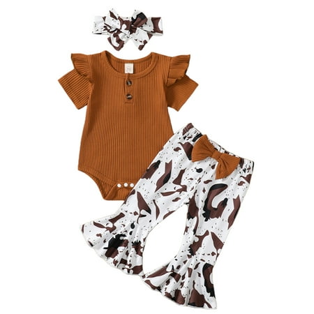 elfinBE Newborn Baby Infant Girl Short Sleeve Romper Printed Flared Pants And Bowknot Hairband Three-piece Set 0-12M
elfinBE Newborn Baby Infant Girl Short Sleeve Romper Printed Flared Pants And Bowknot Hairband Three-piece Set 0-12M