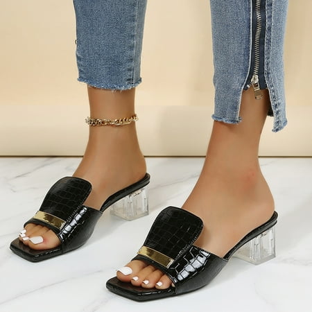 〖JISUAN〗Women S Sandals Ladies Fashion Solid Color Leather Transparent Chunky High Heel Open Toe Sandals
〖JISUAN〗Women S Sandals Ladies Fashion Solid Color Leather Transparent Chunky High Heel Open Toe Sandals