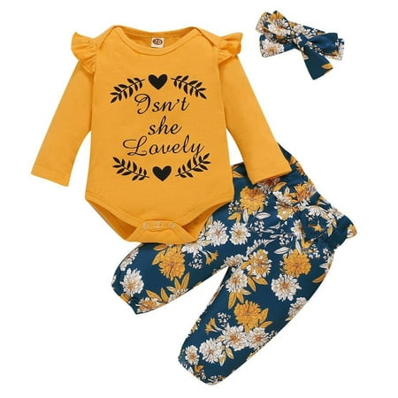 Kucnuzki 9 Months Baby Girl Fall-Winter Outfits Pants Sets 12 Months Long Sleeve Letter Prints Lovely Romper Tops Elastic Flower Prints Pants Headband 3PCS Set Yellow
Kucnuzki 9 Months Baby Girl Fall-Winter Outfits Pants Sets 12 Months Long Sleeve Letter Prints Lovely Romper Tops Elastic Flower Prints Pants Headband 3PCS Set Yellow