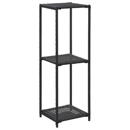 Carevas Storage Shelf Black 11.8 x11.8 x35.4 Poly Rattan