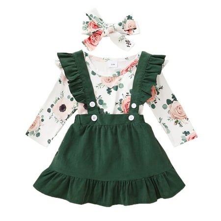 KIMI BEAR Newborn Girls Outfits 6 Months Newborn Girls Autumn Winter Outfits 9 Months Newborn Girls Sweet Floral Print Long Sleeve Top + Suspender Dress + Headband 3PCs Set Dark Green
KIMI BEAR Newborn Girls Outfits 6 Months Newborn Girls Autumn Winter Outfits 9 Months Newborn Girls Sweet Floral Print Long Sleeve Top + Suspender Dress + Headband 3PCs Set Dark Green