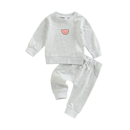 Gwiyeopda Toddler Baby Boys Girls 2 Pieces Outfit Cartoon Bear Print Round Neck Long Sleeve Tops + Solid Color/Stripe Long Pants Set
Gwiyeopda Toddler Baby Boys Girls 2 Pieces Outfit Cartoon Bear Print Round Neck Long Sleeve Tops + Solid Color/Stripe Long Pants Set