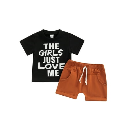 Canrulo Newborn Baby Boys 2PCS Summer Clothes Short Sleeve Letter Print T-Shirt + Short Pants Outfits Black 12-18 Months
Canrulo Newborn Baby Boys 2PCS Summer Clothes Short Sleeve Letter Print T-Shirt + Short Pants Outfits Black 12-18 Months
