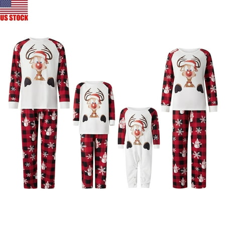Sunisery Christmas Pajamas for Family Reindeer Print T-shirts + Plaid Pants Xmas Sleepwear for Women Men Kid Baby
Sunisery Christmas Pajamas for Family Reindeer Print T-shirts + Plaid Pants Xmas Sleepwear for Women Men Kid Baby
