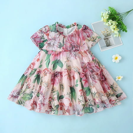Wiueurtly Toddler Girls Dress Summer Short Sleeve Fashion Floral Prints Small Fresh Style Dress Princess Dress Casual Dress Kids Dress Formal
Wiueurtly Toddler Girls Dress Summer Short Sleeve Fashion Floral Prints Small Fresh Style Dress Princess Dress Casual Dress Kids Dress Formal