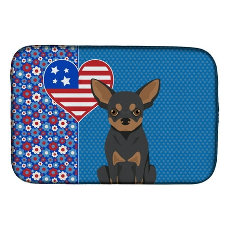 Black and Tan Chihuahua USA American Dish Drying Mat 14 in x 21 in