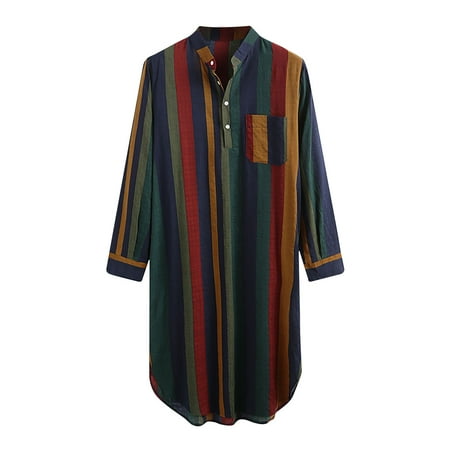 Men s Nightshirt Long Sleeve Sleepwear Casual Striped Soft Comfy Nightgown Loose Sleep Shirt with Pockets
Men s Nightshirt Long Sleeve Sleepwear Casual Striped Soft Comfy Nightgown Loose Sleep Shirt with Pockets